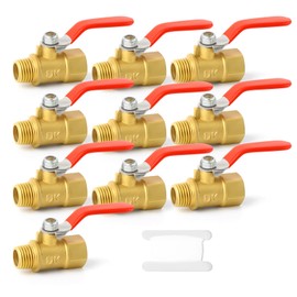 GASHER 10PCS 1/4 Inch Heavy Duty Brass Ball Valve Shut Off Switch, 1/4 Inch Male x Female NPT Thread Pipe Fitting