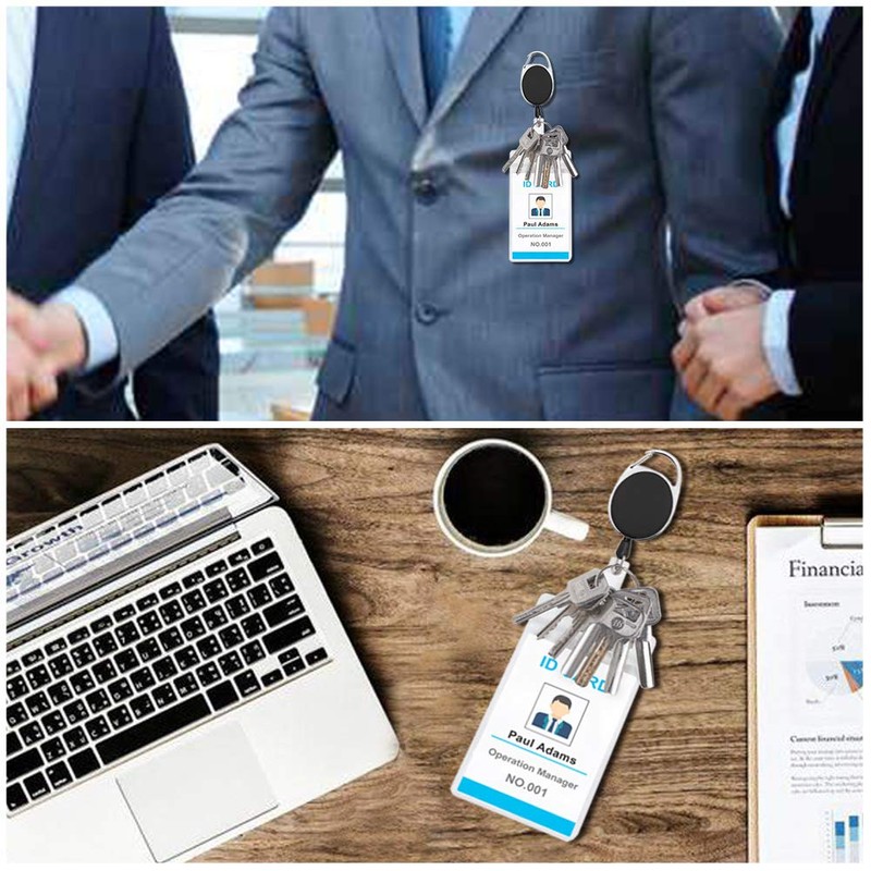 GOGO 4 Packs Retractable Keychain Badge Holder with Carabiner Reel