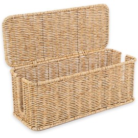 Handmade Cable Management Box, Imitation Rattan Cord Organizer Box, Large Cable Organizer for Desk, TV Wires, Power Strips & Cords, Wire Management to Hide Cords and Power Strips