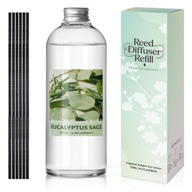 STRN Reed Diffuser Refill, Eucalyptus & Sage Scent Summer Diffuser 500ml