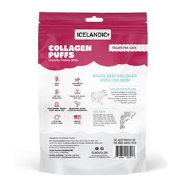 Icelandic+ Collagen Puffs: Baked Beef Collagen with Cod Skin - .5oz Bag - Cat Treats, Crunchy Protein Bites, 2 Ingredients, Approx 1-1.5" Snacks