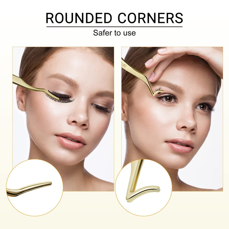 QUEWEL Lash Applicator Tool, 2 Pcs Eyelash Clusters Tweezers For