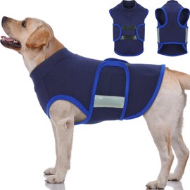 IECOii Adjustble Dog Calming Shirt,Comfort Dog Anxiety Relief Coat Vest for Thunderstorm,Travel,4th of July Fireworks,Vet Visits,Separation,Skin-Friendly & Soft Dogs Anxiety Jacket Vest,Blue,M