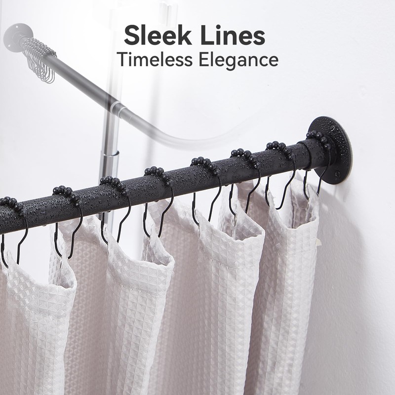 Crkmire L Shaped Corner Shower Curtain Rod, Adjustable [24.3" -