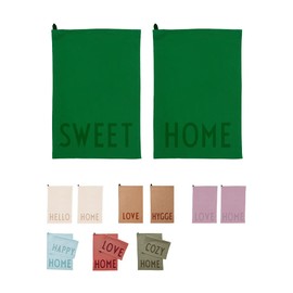Design Letters favorite tea towel pack of 2 Green | Dish towels in 6 colors | 100% organic cotton, Oeko-Tex certified, soft, absorbent & dries quickly | L: 60 x W: 40 cm