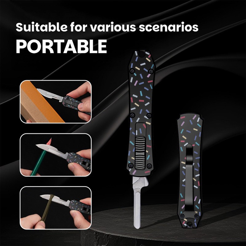 Automatic Utility Knife,All Metal Construction Carbon Stainless Steel Blade,EDC Push