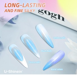U-Shinein Cushion Gradient Painting Gel, Ombre Nails Aura Nails Full Coverage Precise Control of Each Dip 100 Pieces Spong & Grabbing Pen Matte Effect Non-Wipe Long Lasting Soak Off UV LED, Set Blue