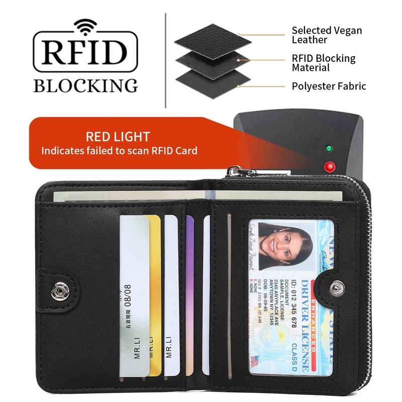 GAEKEAO Wallet Women RFID Blocking Leather Credit Card Holder Compact