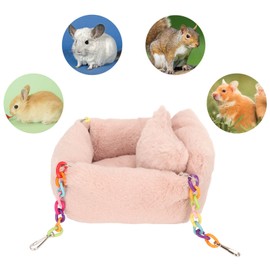 GLOGLOW Hamaca Colgante para Hámster, Hamaca Colorida para Hámster para Chinchillas, Piel de Loto Rosa, Amigable, Pequeña para Loros (S)