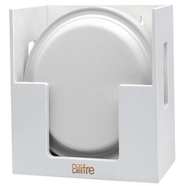 Bilifre 3-in-1 White Paper Plate Holder & Organizer Wall Mount - Bamboo Cabinet & Countertop Storage for 8/9/10-Inch Disposable Plates, Bowls & Air Fryer Liners, Space-Saving Kitchen, Pantry Solution