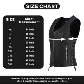 HL14855SPT Black Women's Side Lace Front Zipper leather motorcycle Vest (US, Alpha, Medium, Regular, Regular, Black)