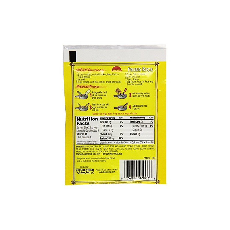 Sun Bird, Seasoning Mix Fried Rice, 0.74 Oz