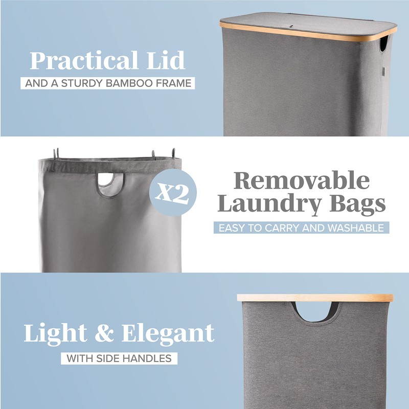 LONBET Laundry Basket with Lid, Made from Breathable Fabric |