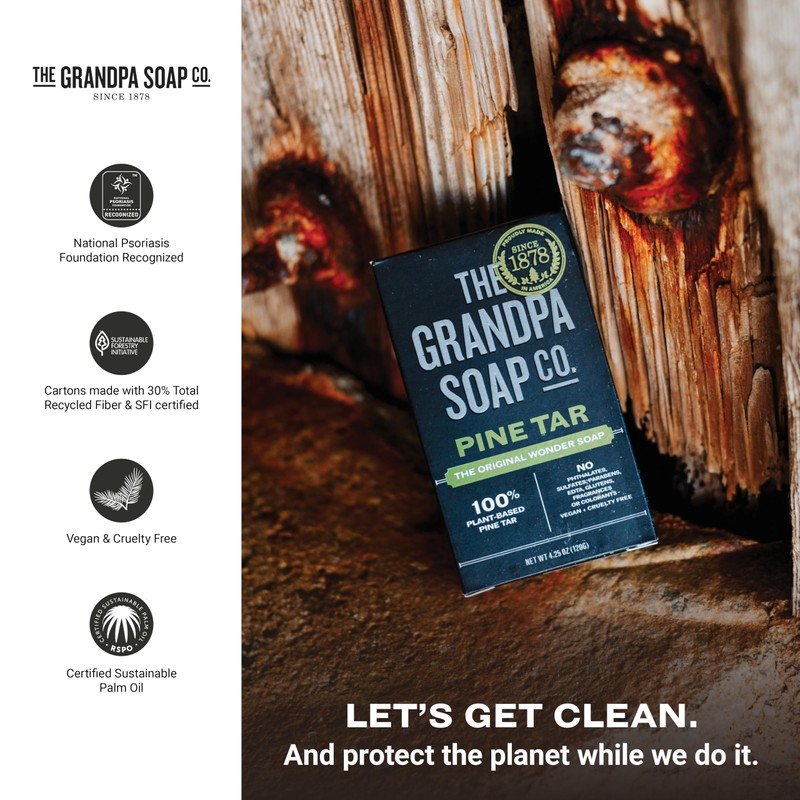 The Grandpa Soap Company Pine Tar Bar Soap for Men-