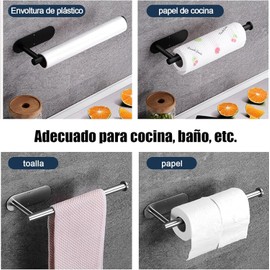 Porta Rollos de Cocina No es Necesario Perforar, Acero Inoxidable 304 Porta Servitoallas Cocina, Soporte para Toallas de Papel Paper Towel Holder (Plateado)