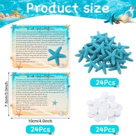 Spakon 48 Pieces Starfish Card Motivational Story Small Keepsake Appreciation Notecards and Mini Turquoise Blue Starfish Beads Compliment Cards for Teachers Wedding(Stylish Style)