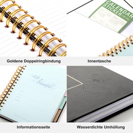 CAGIE Notebook with Index Spiral Bound, 240 Sheets (120 Pages), Small Spiral Notepad, Lined, B5 Pad with Index for Work, Office, School, College Essentials, Black, 7 x 10 Inches