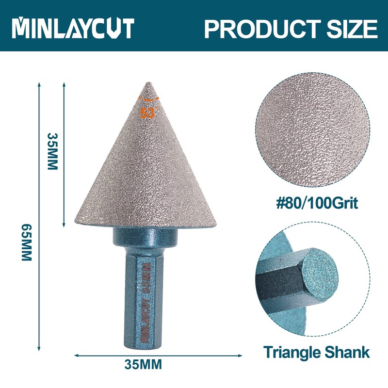 MINLAYCUT Diamond Beveling Chamfer Bits 35mm Diamond Cone Tile Bit