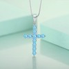 STARCHENIE Cross Necklace Sterling Silver Crucifix Pendant Created Aquamarine Jewelry