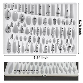 ResinWorld RESINWORLD Stud Earrings Silicone Mold with 41 Paired Shapes, Rectangle Teardrop Dangle UV Resin Mold, Cabochon Jewelry Making Casting Mold