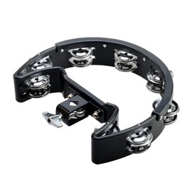 Mounted Tambourine,Drum Set Tambourine with Mounting Eye Bolt,Hi Hat Tambourine,Mountable Tambourine (8 double rows of jingles, Black)