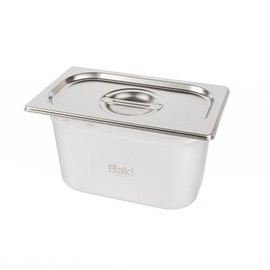 Baki Stainless Steel Gastronorm Container 1/4 Food Pan 65, 100, 150 mm Deep with & Without Lid (150mm Deep with Lid)