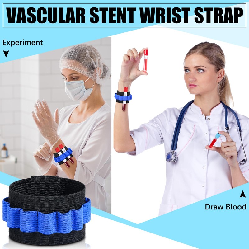 Threlaco 6 Pack Phlebotomy Tube Holder Wristband Nurse Gift,Blue |