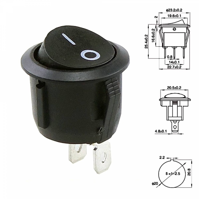 Rocker Switch Rocker Switch 2-Pin Round Red Black White On/Off