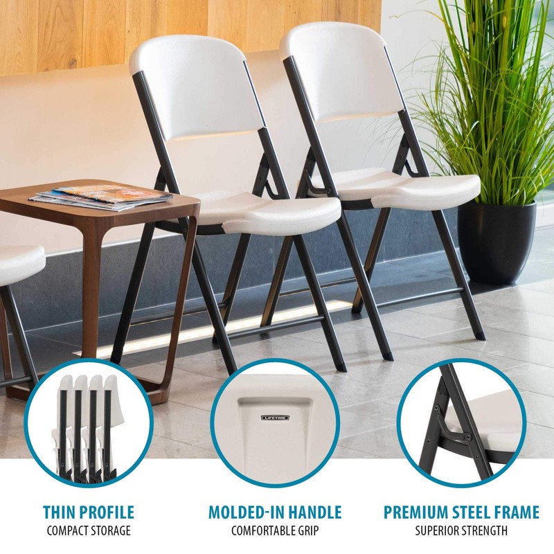 LIFETIME Commercial Grade Folding Chairs, 4 Pack, Almond