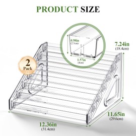 Letsteel 2 Pack 7 Tier Card Display Stand, 12" Acrylic Card Display Shelf, Clear Sticker Display Stand for Graded Cards, PSA Cards,Baseball Sports Cards, Business Cards