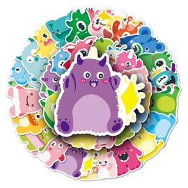 50PCS Colorful Monster Stickers, Waterproof Vinyl Decals for Kids Teens Scrapbooking Laptop Water Bottle Journal Party Decorations Cute Cartoon Sticker Pack