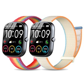 SUGARJAR Nylon Bracelet Compatible with Uaue T60/T50S, 22 mm Replacement Strap for Nerunsa P66D, T50S, T50H, Popglory P66, Jugeman P99/Y66, Ruimen H1/D1, TOOBUR IDW13/IDW16/IDW19/BW01, TUYOMA LW01 36