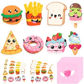 CH HAICHENG 32 Pack Valentines Day Cards for Kids School, Kids Valentines Day Gifts with Temporary Tattoos, Pink Envelopes, 8 Food Styles for Class Events, School Valentine’s Parties, Gift Exchanges