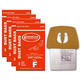 EnviroCare Replacement Vacuum Cleaner Dust Bags made to fit Royal Dirt Devil Canisters Type F 12 bags
