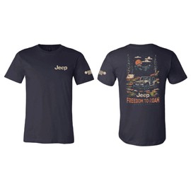 Detroit Shirt Company Mens Jeep® Freedom to Roam 100% Cotton T-Shirt (Large) Navy