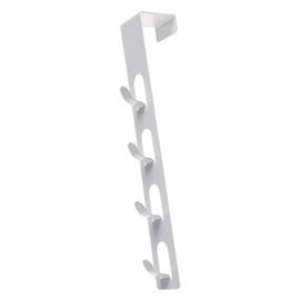 Over The Door Hooks, Vertical Over The Door Hanger Metal Door Towel Rack with 4 Hook for Bathroom Hanging Coat Robe Clothes, 11.4 (White)