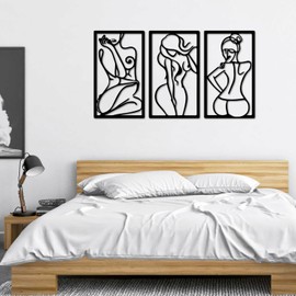 Metal Wall Decor Women Bathroom - Black Wall Art for Living Room Bedroom Bathroom | Modern Minimalist Wall Decor for Women Home Wall Art Hanging Wall Decor Large Abstract Room Wall Decor Aesthetic