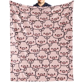 Pig Blanket Gifts, 40"x50" Flannel Fleece Throw Blanket Soft for Girls Boys Adults, Lightweight, Comfortable, Warm Cute Pig Themed Blanket for Bed Couch