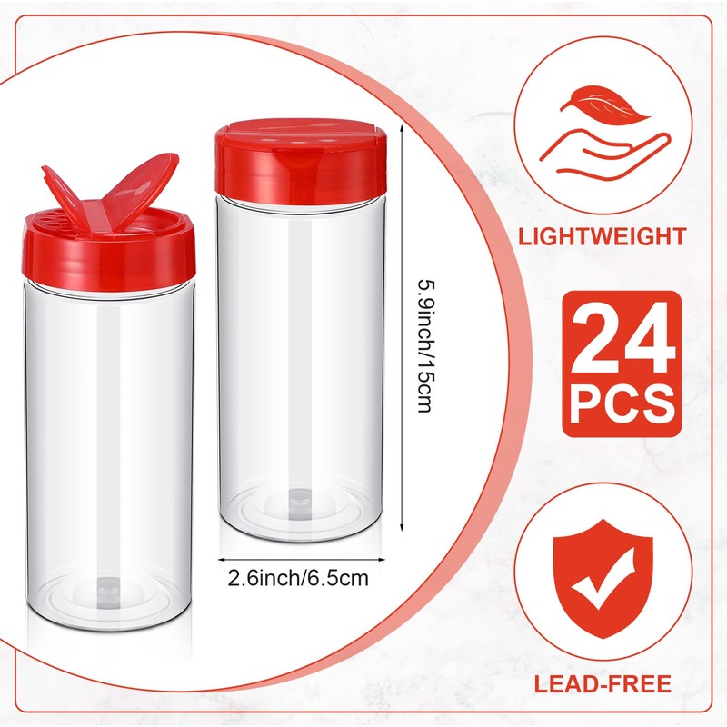 Zhehao 24 Pieces 16 oz Plastic Spice Containers Plastic Spice