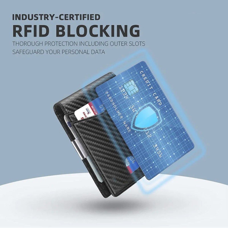Cartera Hombre Minimalista Rfid Bloqueo Con Clip De Billetes