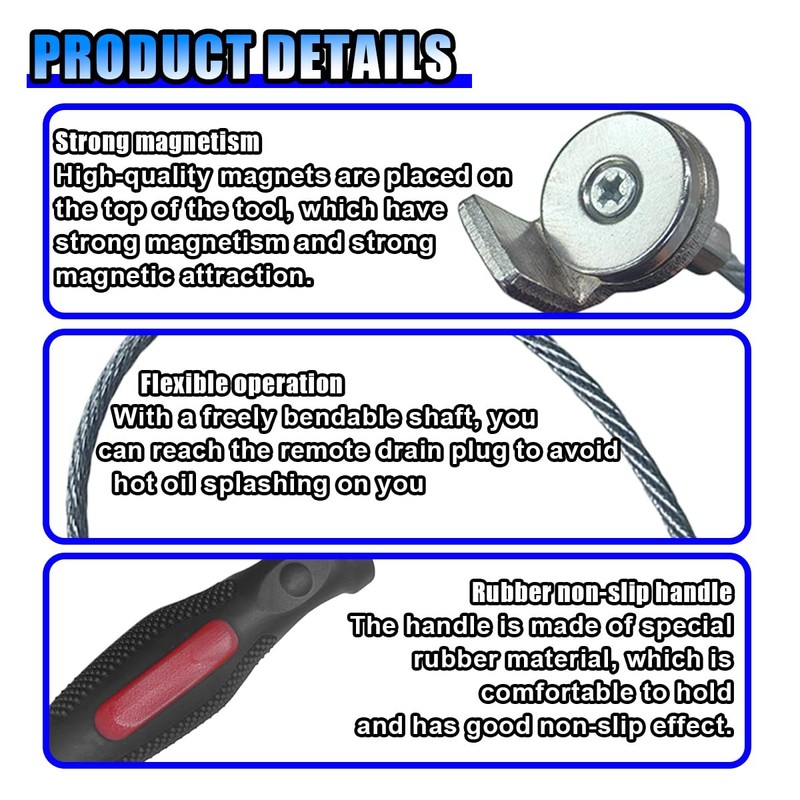 KITUREK Strong Magnetic Oil Drain Plug Remover Tool, 12.9 Inch