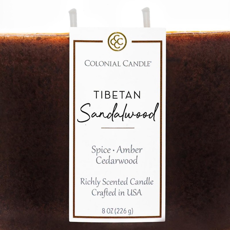 Colonial Candle Tibetan Sandalwood Scented Candle Jar, Highly Fragranced Candles