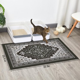 Glittme Cat Litter Mat with Non-Slip Bottom Litter Box Mat 33"X22" Litter Trapping Mat Easy to Clean Washable Cat Food Mat for Kitty,L