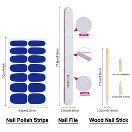 DANNEASY 8 Sheets Blue Nail Wraps for Women Solid Color Nail Polish Stickers Stick on Nail Polish Strips Gel Nail Strips Self Adhesive Fingernail Sticker Nails with Nail File, Cuticle Stick