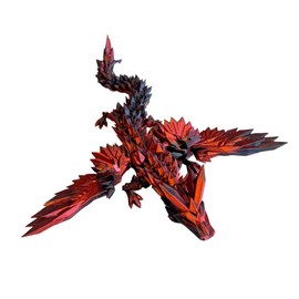 Crystal Winged Articulated Dragon - Flexi 3D Printed Dragon with Wings - Size: Adult 16”, Color: Black