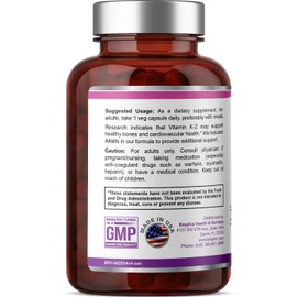 Vitamin K2 MK-4 - 100 mcg 200 Caps with Alfalfa - Supports Strong Bones Immune Health and D-3