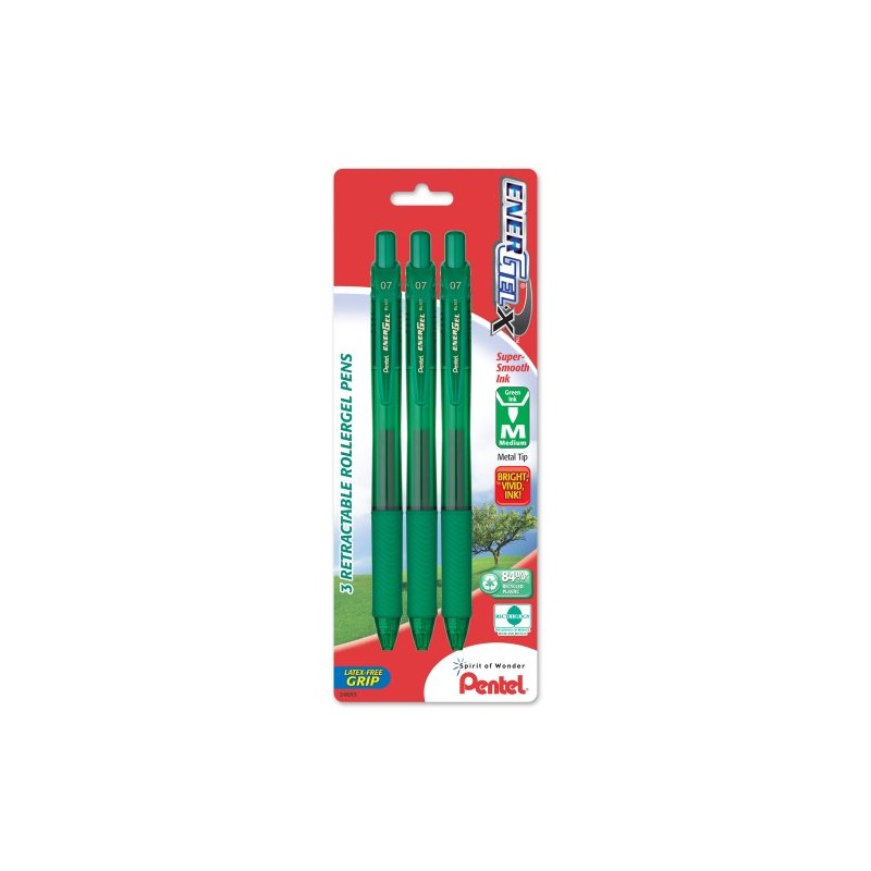 Pentel EnerGel-X Retractable Liquid Gel Pen, (0.7mm), Medium Line, Metal
