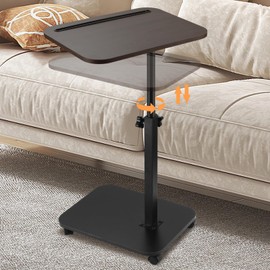 GBACHOOSE GBACHOOSE Side Table Sofa Tray for Couch, 360 Rotatable Sofa Armrest Side Tray Table, Adjustable Legs Space-Saving Couch Bedside TV Tray Snack Table for Eating (Walnut)