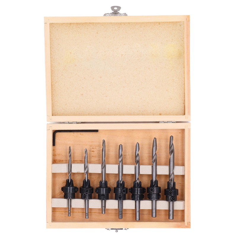 8Pcs/Set Tapered Countersink Bit Screw Set High Speed Steel Wood