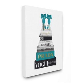 Stupell Industries Turquoise Heels Resting on Glam Fashion Books Wall Art, 36 x 48, White